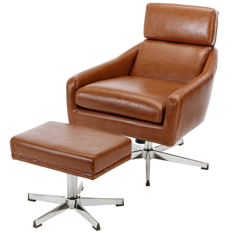 Austin leather swivel online armchair